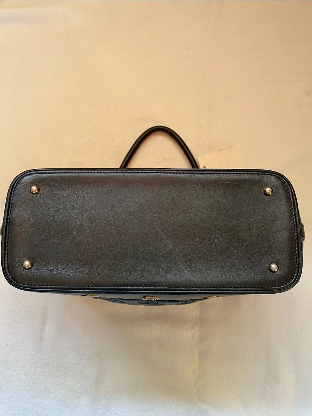 MCM Black Quilted Leather Top-Handle Briefcase with Gold Plaque